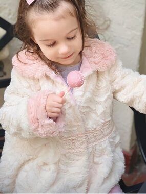 Isobella & Chloe Pink and Cream Kids Coat